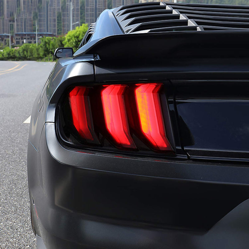 RT-TCZ Tail Light Lamp Cover Guard Trim Frame Bezels Decoration Accessories Compatible with Ford Mustang 2018-2023(2018+ Smoke Black) 2018+ Smoke Black