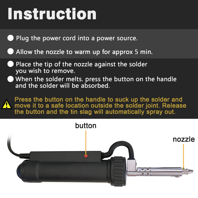 Electric Solder Sucker Vacuum,Automatic Desoldering Pump,Black Desoldering Tool For One-Handed Use And Reliable Suction,Designed for extended use Tin Removal Work Ac110v 30w Desoldering Gun Black