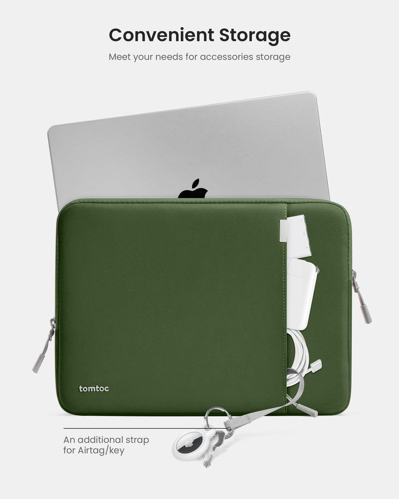 tomtoc 360° Protective Laptop Sleeve for 13.5-14.4 Inch Surface Laptop Studio/6/5/4/3, Surface Book, Water-Resistant Laptop Case for Acer Aspire/Swift 14, ASUS Vivobook/Zenbook 14, Jumper EZbook X3 Green