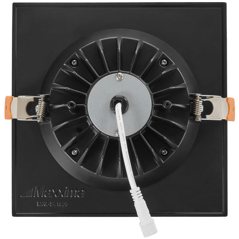 Maxxima 6” Ultra-Thin Recessed Anti-Glare LED Downlight Canless IC Rated 1200 Lumens 5 Color Temperature Select 2700K/3000K/3500K/4000K/5000K Dimmable Square Black Trim 90 CRI 5CCT Slim J-Box Included