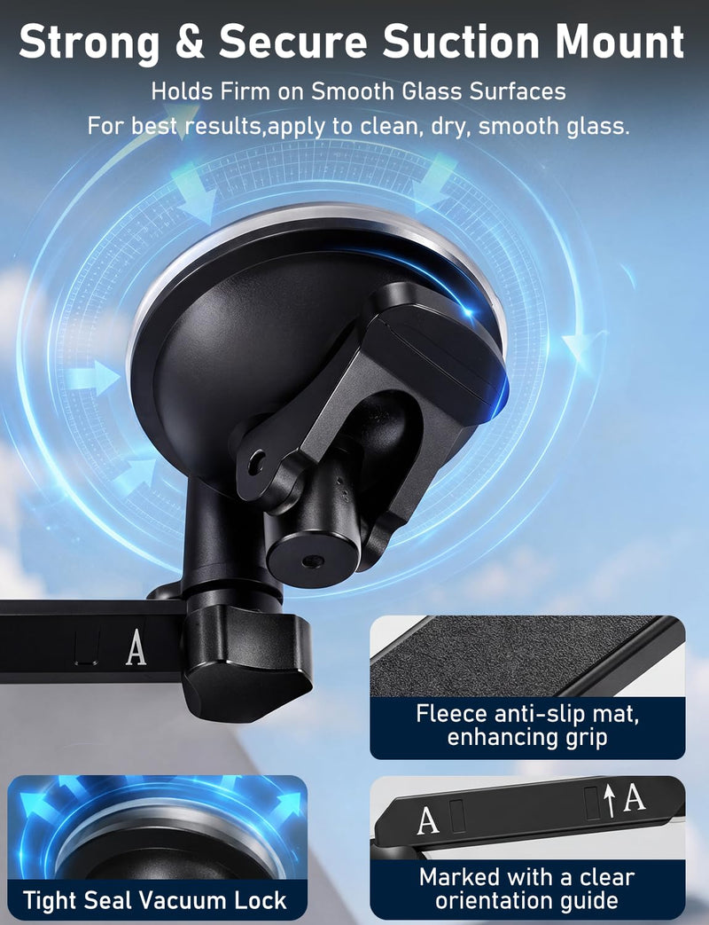 Starlink Mini Suction Cup Mount | for Car Sunroof Window|Strong Grip|No Tool Install|2 Spare Suction Cups|All-Weather Stability for RVs, Trucks, Boats& Camping Black