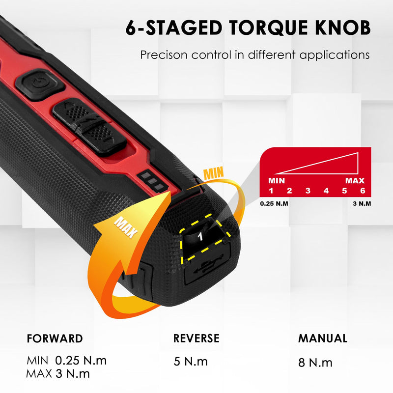 Electric Screwdriver Set, 4V Cordless Precision Screwdriver Set w/ 10 Magnetic Bits, 6 Torque Settings, LED Light, 3 Starting Modes and Storage Case, Repair Tool Kit for Electronics and DIY Projects Black
