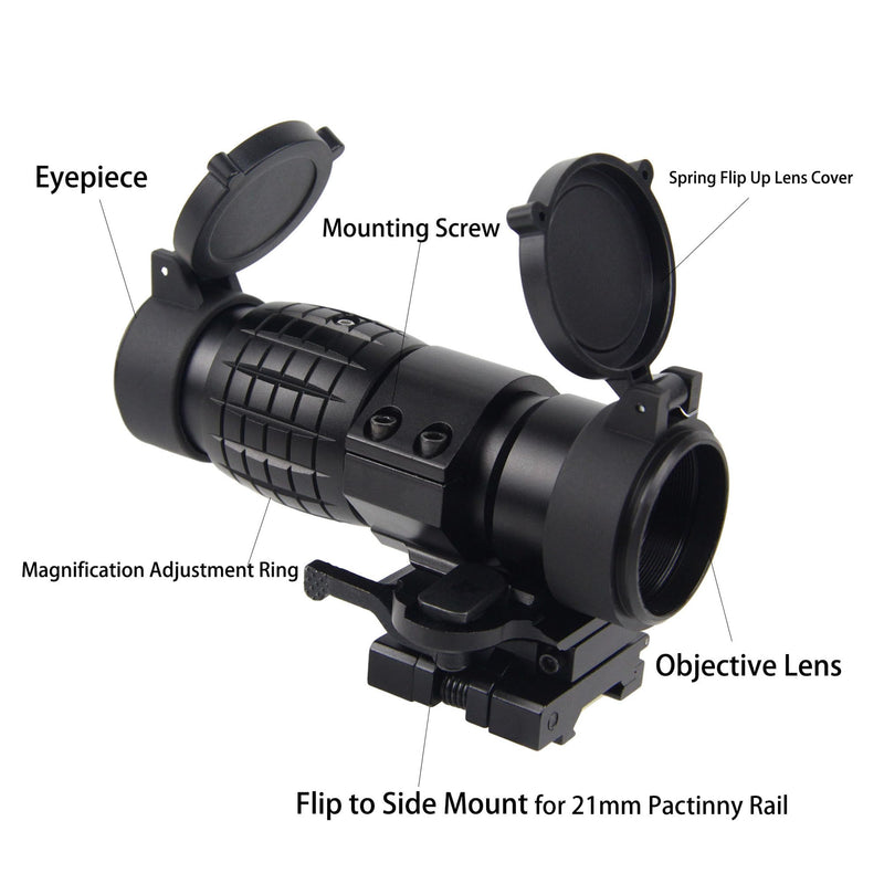 Red Dot Magnifier, 3X Magnifier Scope Flip to Side, for Airosft