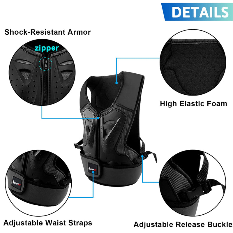 StarknightMT Kids Motorcycle Chest Protector Dirt Bike Youth Riding Spine Back Armor Protection for Motocross Cycling Skateboard,Skiing,Skating,Off-Road（Black） Black