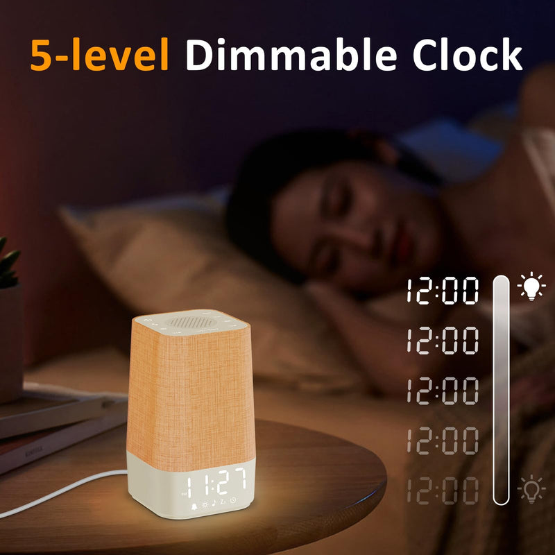 White Noise Sound Machine: Sunrise Alarm Clock for Gentle Wake Up - 30 Soothing Sounds, Adjustable Volume & Night Light, Timer - Easy to Sleep, Relax, Focus White 3.74*3.74*7.08 Inch