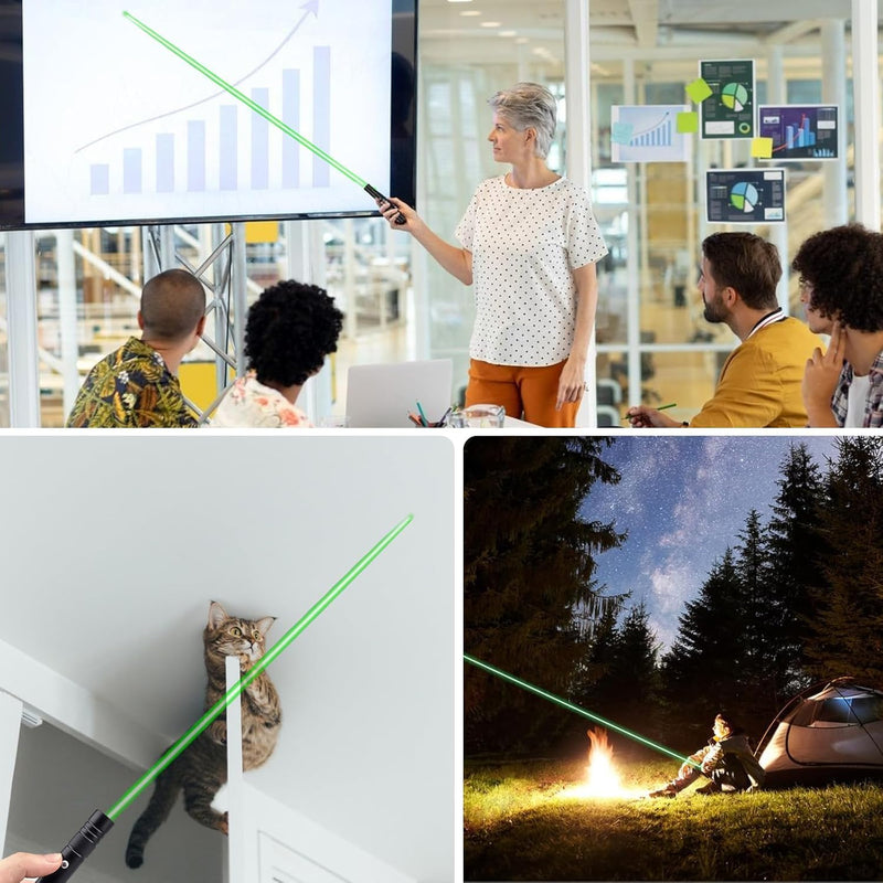 Green Laser Pointer, High Power Laser Pointer, Suitable for Tv/LED/LCD Screen Demonstrations, Outdoor Exploration, and Construction Projects, with USB Charging Option { Green }