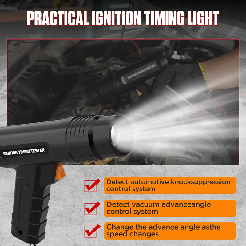 Timing Light Automotive,12V Inductive Ignition Timing Light Gun for 2&4 Stroke Petrol Engine Car,Motorcycle,everse Polarity Protection, Overload Protection.