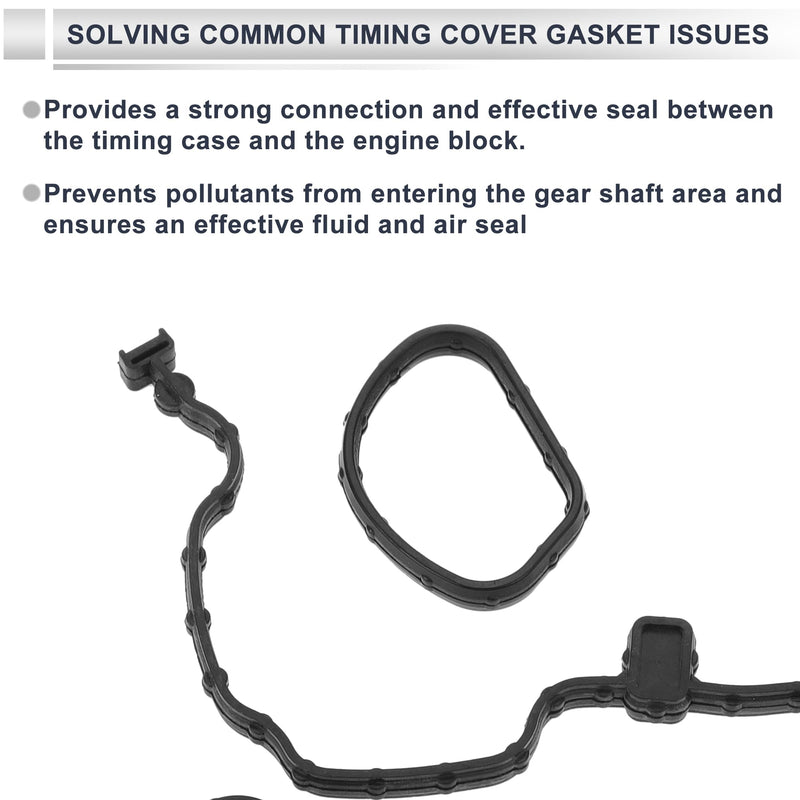 Timing Cover Gasket for Chrysler for Dodge 3.6L V6 Long-lasting Sealing Chain Case Cover Gasket Kit No.68228480AA/68078604AA Rubber 1 Set