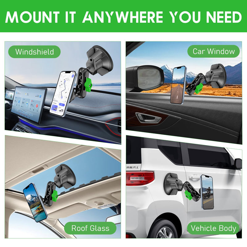 psycat Chubby Grip Magnetic Dash Mount Suction Cup Phone Mount for iPhone Samsung All Smartphone 360° Rotation Magnetic Phone Holder for Windshield
