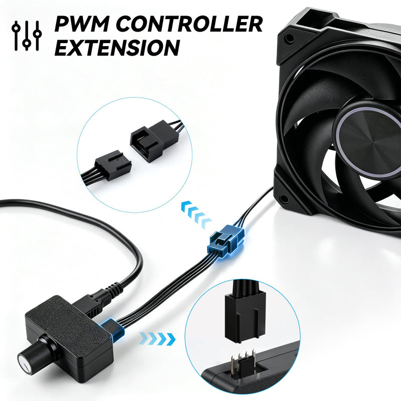 4 Pin PWM Fan Extension Cable Female to Female | PC Fan Extension Cable for CPU Coolers & PWM Fan Controllers - 10CM Black 4 Pack