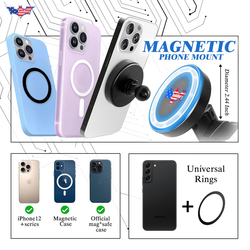 for Jeep Wrangler JL Magnetic Phone Mount Compatible with 2018-2023 Wrangler JL (NOT 4xe)｜2020-2023 Gladiator Accessories Metal Cell Phone Holder Dash Platform Mount