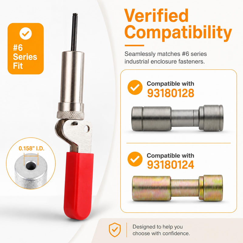 Professional Plunger Tool for #6 Style Barrel Fasteners, 0.158" Inner Diameter, High-Carbon Steel Construction with Ergonomic Handle