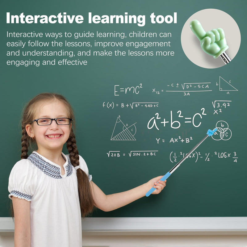 ZukoCert 3-Pack Telescoping Classroom Pointers, Retractable Handheld Teachers & Kids Reading Tools