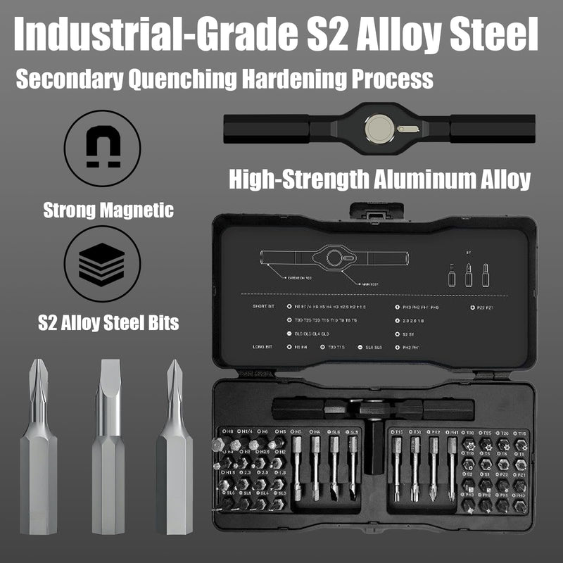 42 in 1 magnetic screwdriver set,Multi Bit Ratcheting screwdriver bit set with detachable handle,portable precision screwdriver set for DIY, PC, Electronics, Car & Bicycle Repair