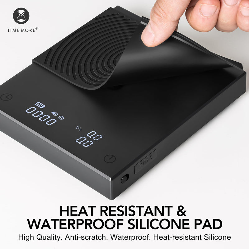 TIMEMORE Black Mirror Basic 2 Coffee Scale with Timer, 2kg/0.1g High Precision Kitchen Scale, Espresso Scale with Flow Rate Function, Digital Coffee Scale for Pour Over Drip Coffee with Silicone Cover Basic 2.0