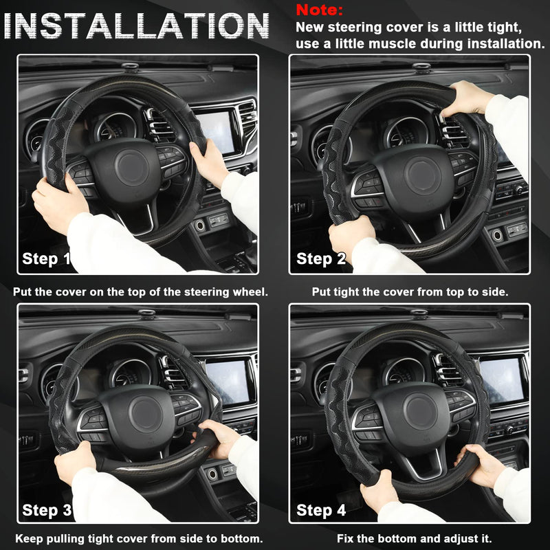 GIANT PANDA Steering Wheel Cover for Jeep Wrangler, Car Steering Wheel Cover for Jeep Grand Cherokee and Cherokee - Black Jeep SUV