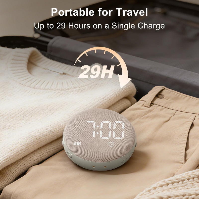 SolaceRise Super Loud Alarm Clock for Heavy Sleepers: Vibrating Digital Auto-Dim Clock with Bed Shaker for Hearing Impaired - Portable Rechargeable Battery for Bedroom Travel Dorm - Putty