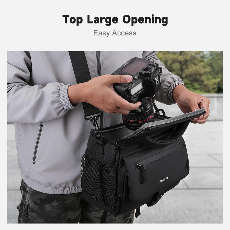 MOSISO Camera Bag for Photographers, Camera Sling Bag Crossbody Bags, Black | DSLR/SLR/Mirrorless Cameras, Waterproof Padded Camera Case with Bottom Tripod Holder&Rain Cover for Canon/Nikon/Sony