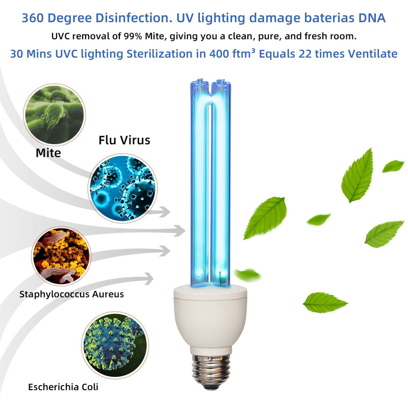 BAIMNOCM UV Light Bulb Ozone Free, UVC Lamp 25 Watt, UV Disinfection Light, 254nm Weavelength UVC lamp Ultraviolet Light Bulb, E26 Base 4 Pack