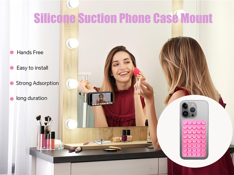 1 Pack Silicone Suction Cup Phone Case Mount Double Sided, Phone Accessories Non Slip Suction Cup Phone Mount for Selfies and Videos, Silicon Phone Stand Sticky for iPhone and Android (White) White