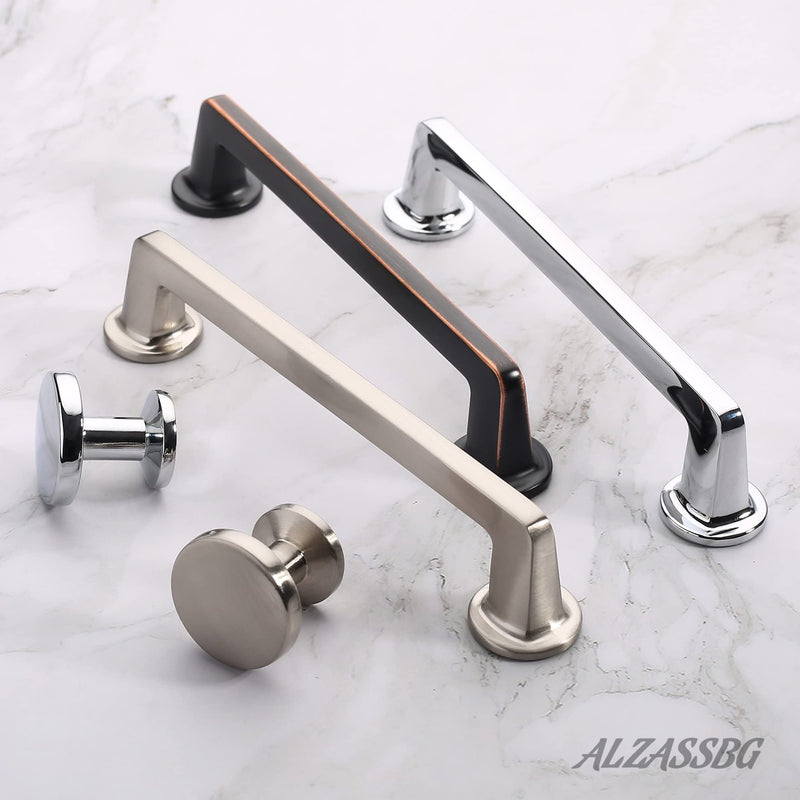 Alzassbg Brushed Satin Nickel Round Cabinet Knobs 10 Pack, AL6044SN | 1.1 Inch(30mm) Diameter, Single Hole Knob, Decorative Hardware Pulls, for Cabinets and Drawers