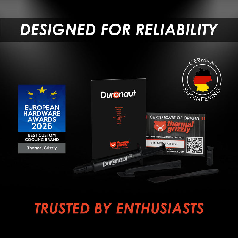 Thermal Grizzly Duronaut Pro - 6 Gram Thermal Paste for CPU | Exceptional Long-Term Stability and Thermal Conductivity for CPU, GPU, Consoles and Demanding Industrial Cooling Systems
