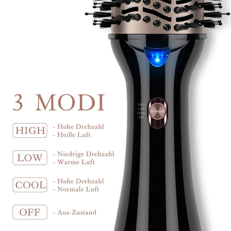 One-Step Hair Dryer Brush, 4-in-1 Hot Air Styler and Blow Dry Brush | Ionic Ceramic Technology, for Drying, Volumising and Straightening, Mid to Long Hair, Black 1. Black - Oval