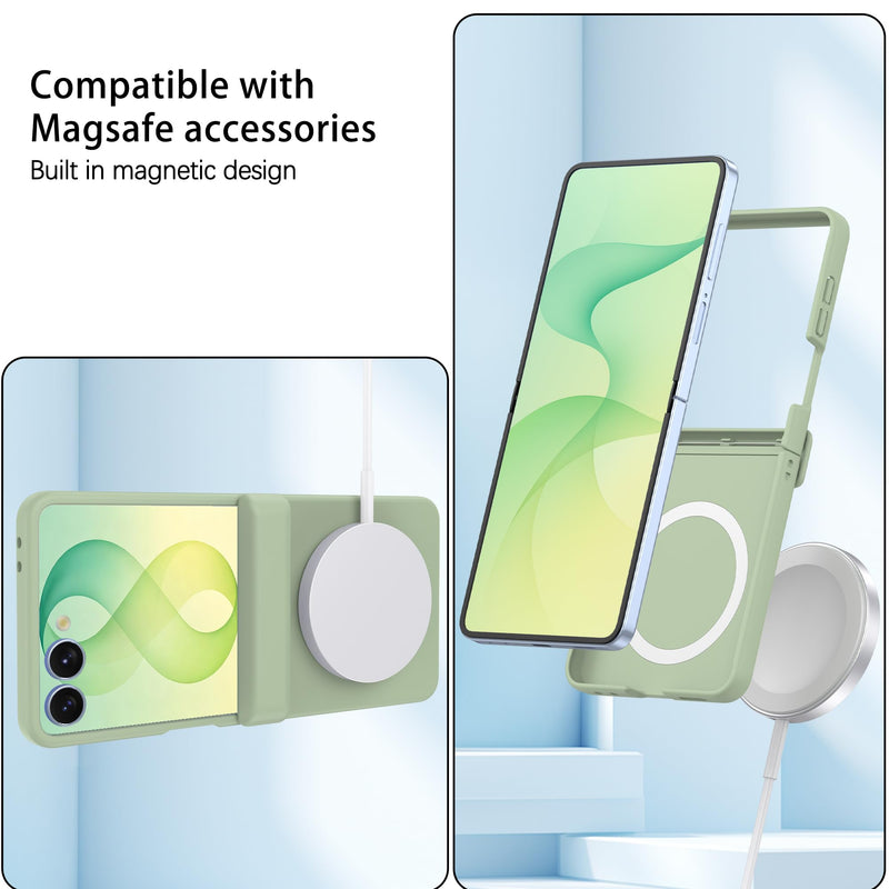 Designed for Samsung Galaxy Z Flip 8 Case Magnetic Hinge Protection Green | [Compatible with MagSafe] with Screen Protector Hard PC Protective Cover for Women,Men