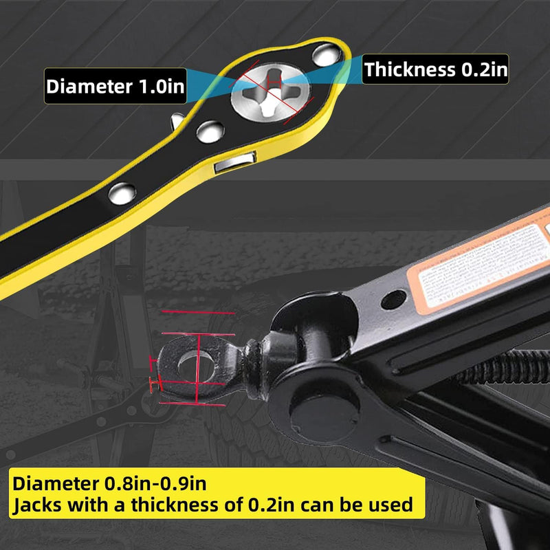 Auto Labor-Saving Jack Ratchet Wrench with Long Handle for Scissor Jack, Lug Wrench for Tire Jack, Car Jack Wrench Positive and Reversal Knob Design For Travel/Truck/SUV/Vans