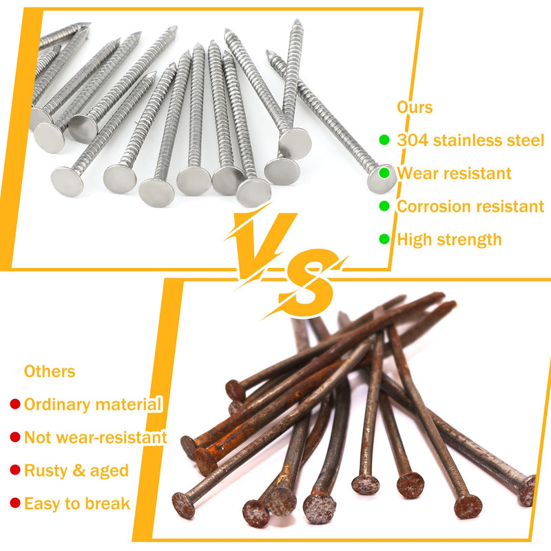 Tandefio 1-1/2 Inch 2 Pounds Roofing Nails 304 Stainless Steel Roofing Felt Nails Flat Head Hardware for Shingles, Cedar Wood, Decking, Wall (Silver) Silver