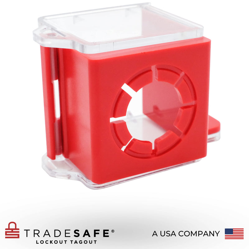 TRADESAFE Emergency Stop Button Cover Lockout - Box Type Transparent Push Button Switch Cover, 7/8-inch Hole Diameter, Medium Push Button Lockout Device Medium - Box Type