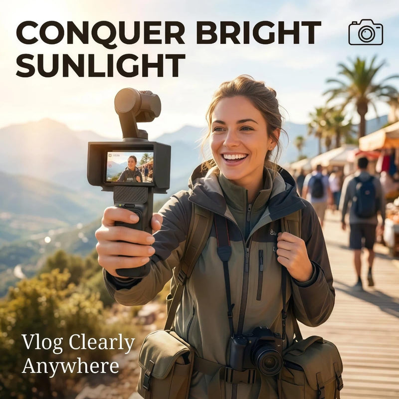 Sun Hood for DJI Osmo Pocket 3, Anti-Glare Screen Sunshade Protective Cover, Gimbal Camera Screen Guard for Outdoor Vlogging, Lightweight & Rotatable Compatible Accessory (Black)