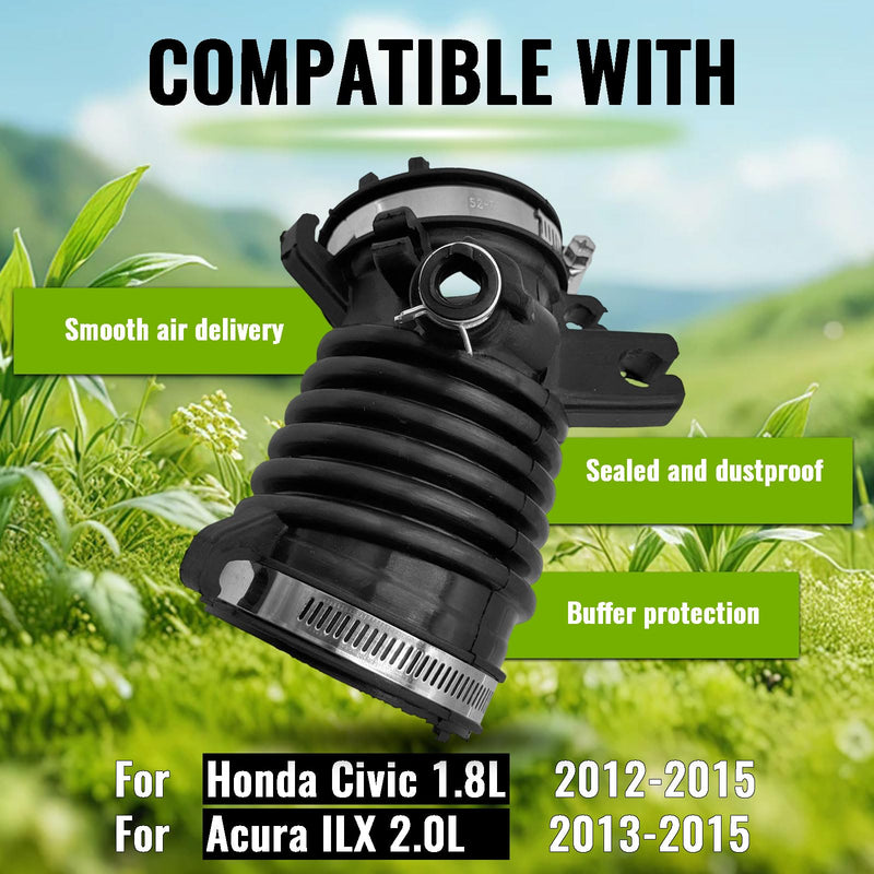 17225-R1A-A01 Air Filter Intake Hose for 2012-2015 Honda Civic 1.8L, for 2013-2015 Acura Ilx 2.0L, Replaces 696-105 (17225-R1A-A01) 17225-R1A-A01