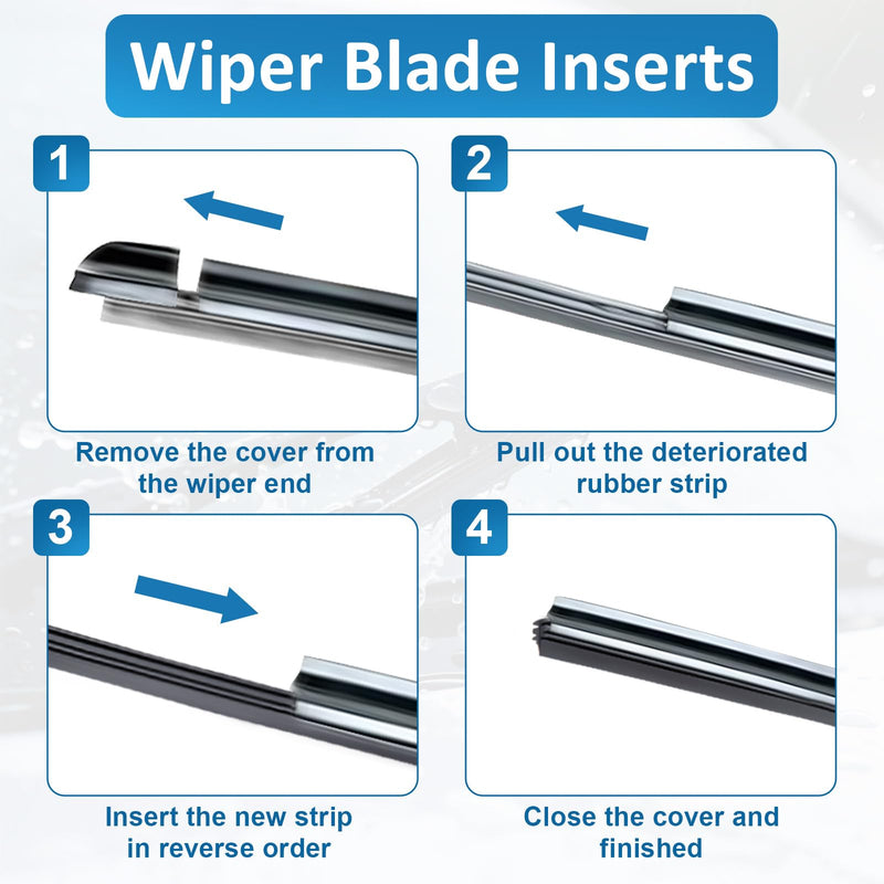 4Pcs Wiper Blade Refill, 28 inch DIY Adjustable Universal Replacement Wiper Blade Refill Replacement for Front and Rear Windshield Wiper Baldes Rubber Strip for Car, Truck, SUV