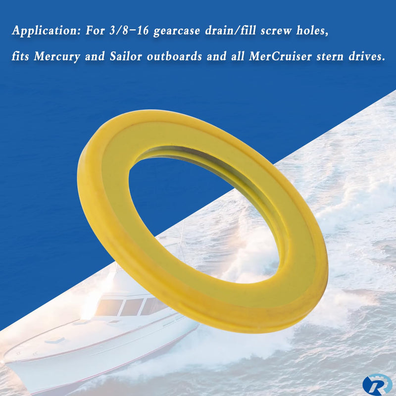 Gearcase Drain Plug Seal Washer Gaskets 26-830749 Compatible with Mercury Marine/Mercruiser (6 Pack)