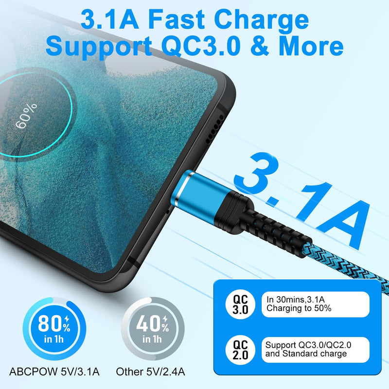  [AUSTRALIA] - Motorola Fast Charger Cable USB C 2 Pack 6ft 3.1A Android Charger Power Charging Cord for Motorola Moto G Stylus 5G 2024,G Power,G 5G,Edge 2023 Razr,G Play 2022 2021,Edge 50 Ultra X50 40,One 5G Ace