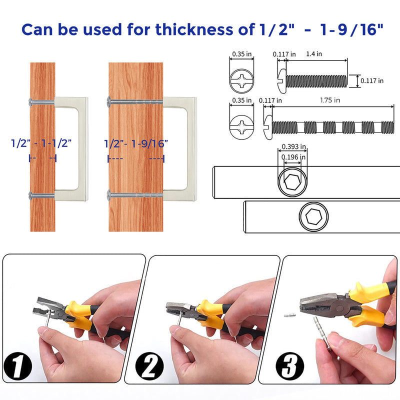 Ravinte 10 Pack Square Kitchen Cabinet Handles - Brushed Nickel Cabinet Hardware - 3 inch Hole Centers - Dresser Pulls - Slim Solid Drawer Handles 3 Inch Hole Center