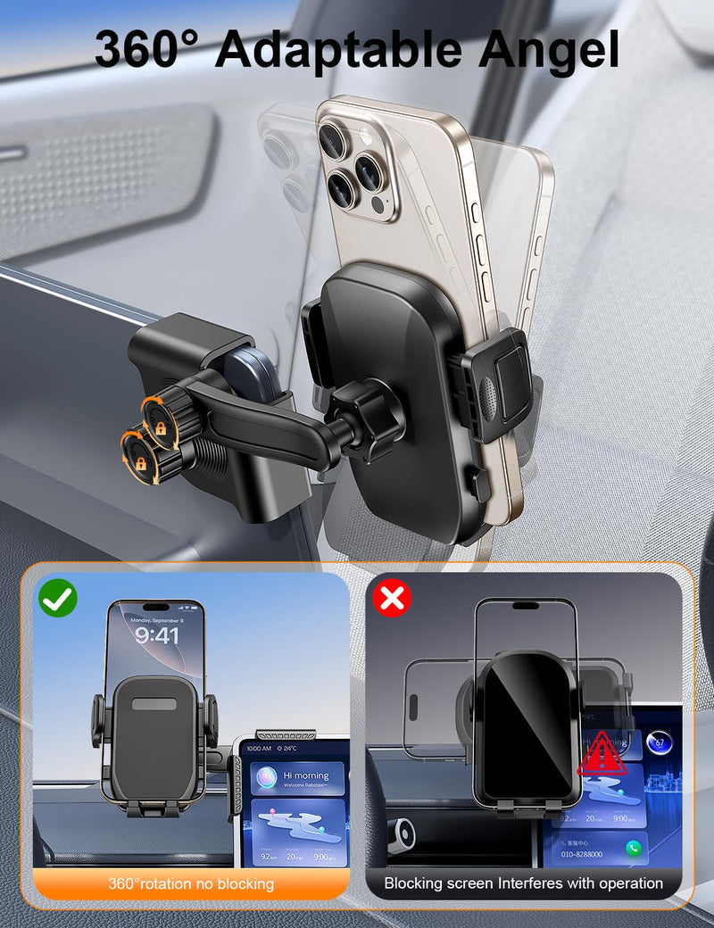 Tesla Phone Mount, 360° Adjustable Universal Tesla Model Y Accessories, Phone Holders for Your car for Tesla Model 3/Y/S/X/Cybertruck Screen, Non-Adhesive for Car Phone Holder Fits All Phone