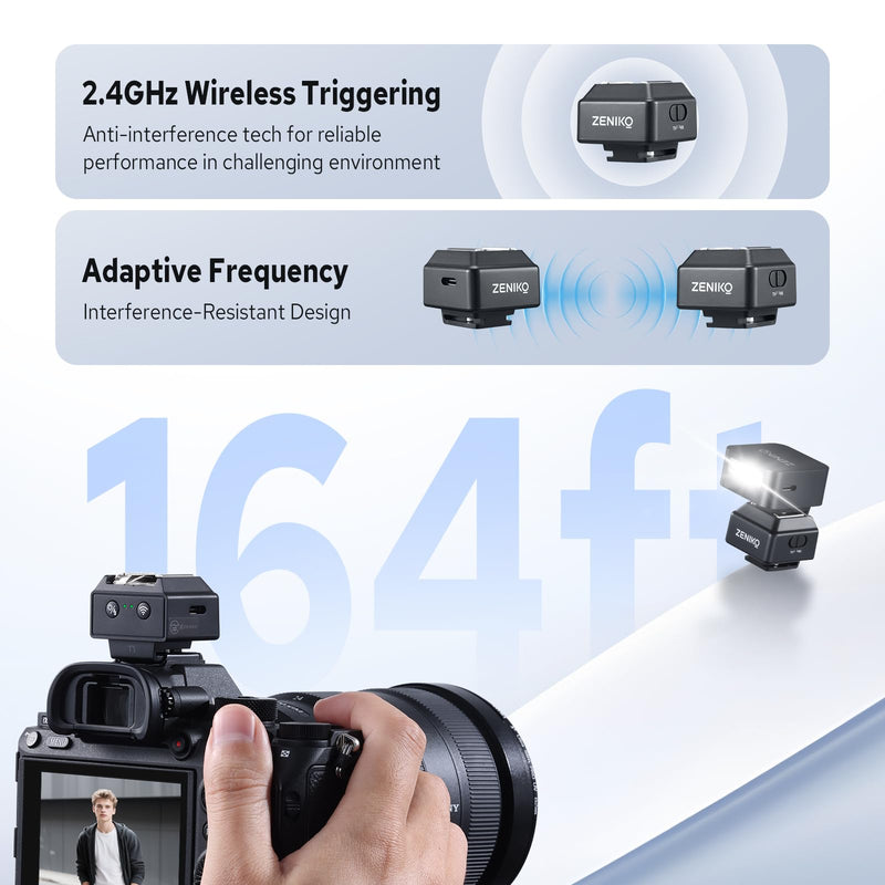 T1 2.4G Wireless Mini Flash Trigger for Canon Nikon Sony DSLR Cameras Wireless Flash Trigger Transmitter and Receiver for Camera Flashes，Tiny Trigger,Full Light Control