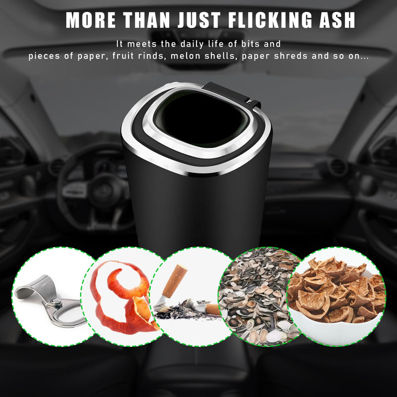 Car Ashtray, Detachable Stainless Steel Smokeless Ash Tray with LED Blue Light, Auto Ashtray with Lid Smell Proof Weed for Most Vehicles, Universal Interior Car Accessories
