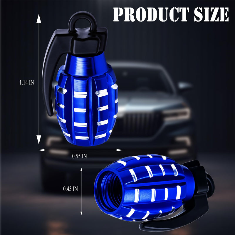4 PCS Tire Valve Stem Caps, Aluminium Alloy Tire Valve Stem Covers Universal for Cars,Trucks, SUV, Motorcycles, Bike and Bicycles (Blue) 4 pcs Blue