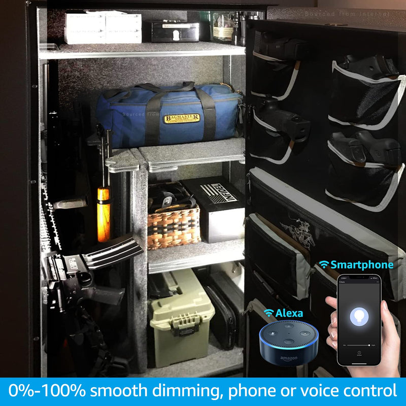 TORCHSTAR Smart LED Safe Lighting Kit, Voice & APP Control (6) 12 Inch Dimmable Linkable Light Bars, Compatible with Alexa, 900LM, 100-240V, for Under Cabinet Display Closet Showcase, 5000K Daylight Daylight (5000K)