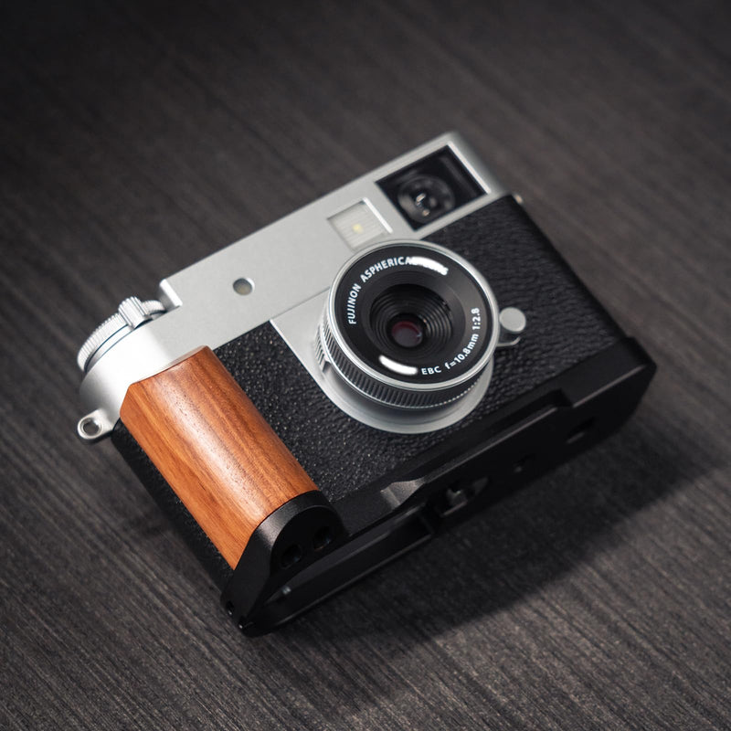 L-Shaped Camera Handle ，Compatible with FUJIFILM Fuji X Half X-HF1 Camera ，Precious Vintage Solid Wood Grip | Handcrafted by Experienced Artisans (Desert Ironwood Black) Desert Ironwood Black