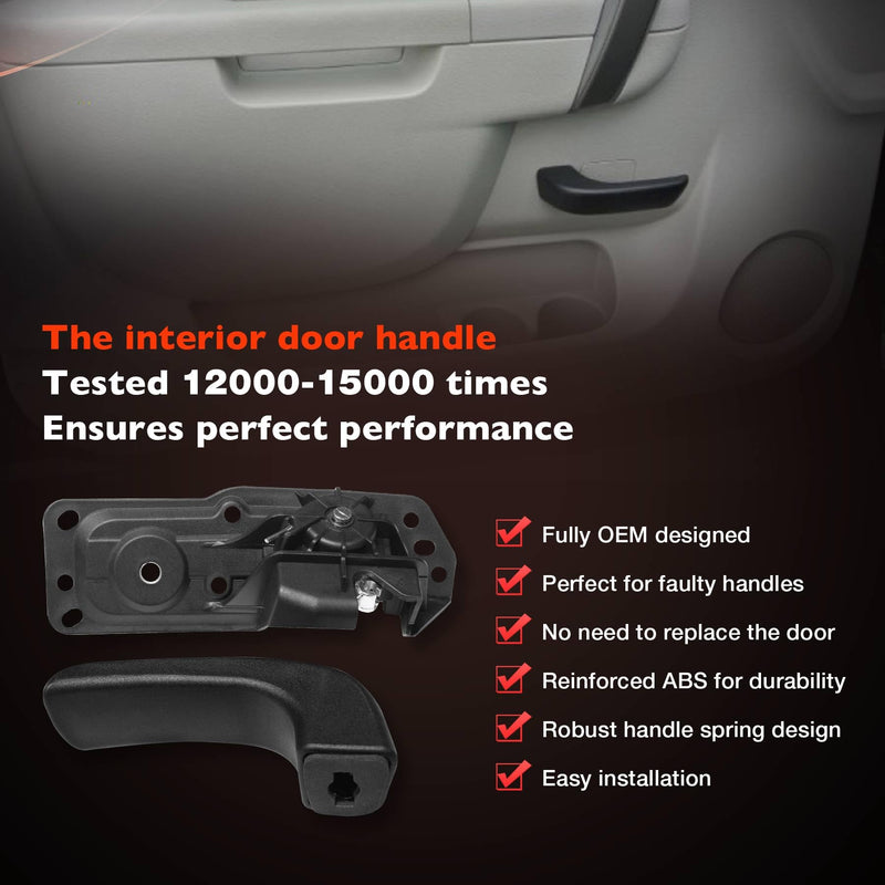 Interior Door Handle Front Left Drivers Side Compatible with 2007-2014 Chevy Silverado 1500/2500/3500 Tahoe Suburban Avalanche GMC Sierra Yukon Cadillac Escalade ESV/EXT,Replaces OEM# 20833606, 80374 Driver Side