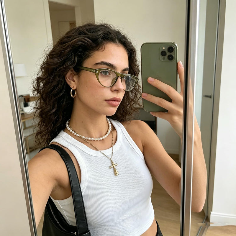 HJSTES Cateye Blue Light Glasses for Woman Men 2026 Trendy Oval Cat Eye Frame Bluelight Blocking for Computer/Reading/Selfie Green Blue Light Glasses
