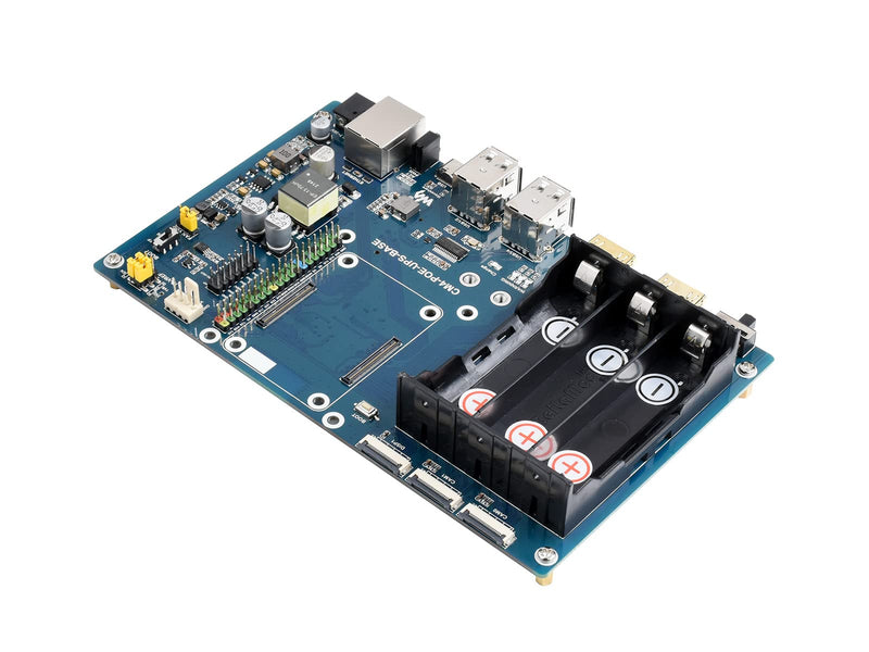 Waveshare PoE UPS Uninterruptible Power Supply Base Board for Raspberry Pi Compute Module 4 with Gigabit Ethernet/Dual HDMI/Quad USB2.0 etc.Interfaces