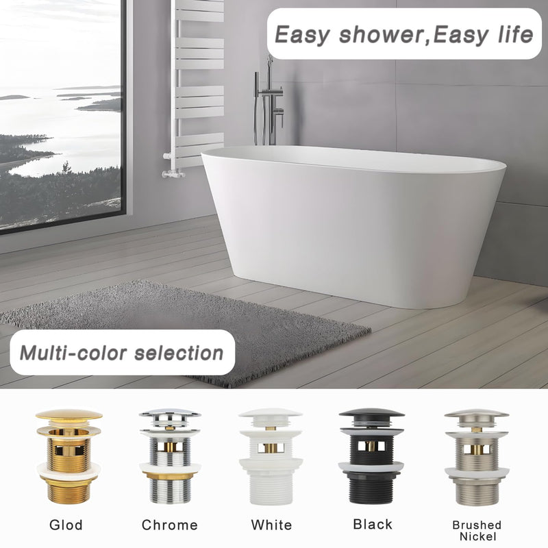 Tub Stopper Bathtub Drain, Brass Pop-up Freestanding Bathtub Drain Stopper, Fits Most Freestanding Tub Rough- in Kits(Chrome) Chrome