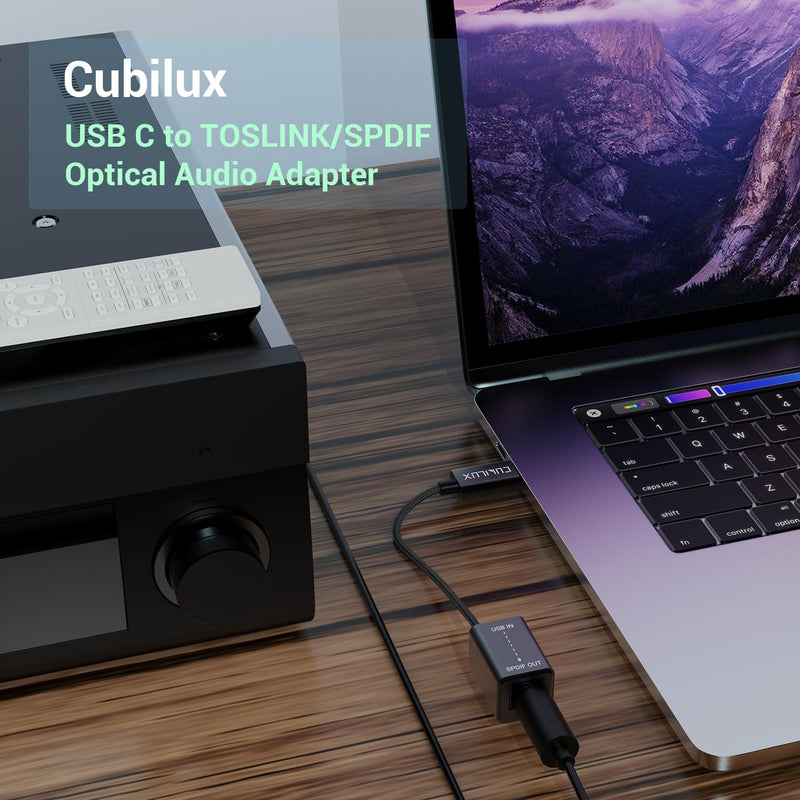  [AUSTRALIA] - Cubilux USB C to SPDIF Transmitter, Unidirectional Type C to Optical Audio Output Adapter with 192KHz/24bit DAC for MacBook Pro/Air, Laptop, Computer