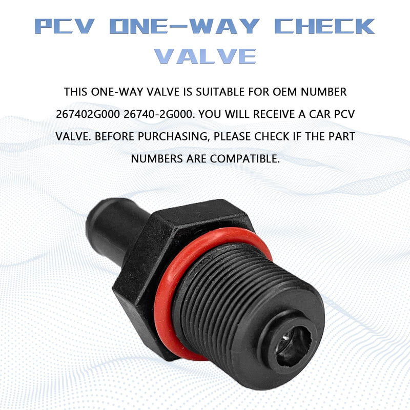 PCV Valve for Car, Automobile PCV One-way Check Valve Replacement 267402G000 26740-2G000, Positive Crankcase Ventilation Control Valve Compatible with Hyundai Elantra Sonata JAC Chery Nissan Black