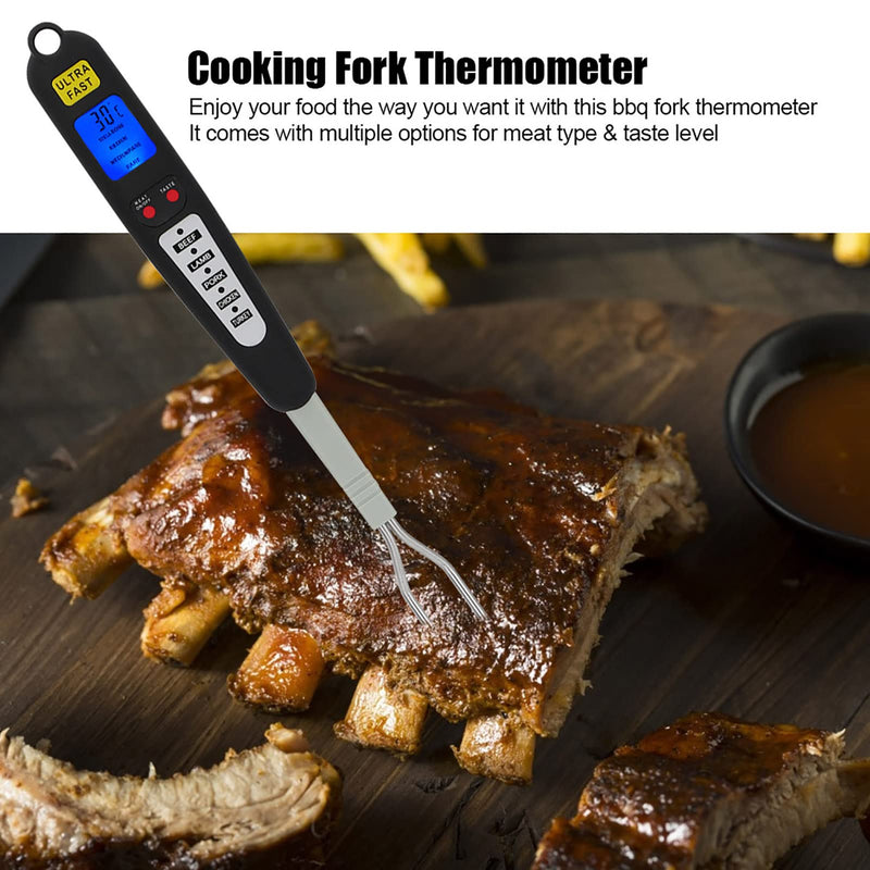 Digital Meat Thermometer Fork, Read Meat BBQ Fork Thermometer with Dual Probe LED Display and Stainless Steel Probes for Steak Chicken Hot Grilled Food,Grilling and Barbecue, BBQ